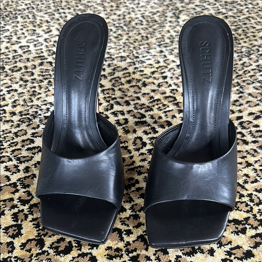 Schutz Black Women's Slide Sandals